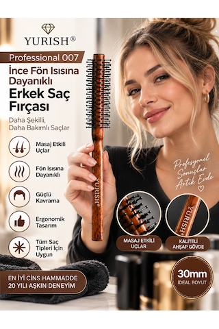 Professional 007 İnce Fön Isısına Dayanıklı Erkek Ve Kadın Saç Fırçası 0