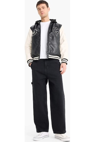 Defacto Regular Fit Kolej Yaka Çıkarılabilir Kapüşonlu Çıtçıtlı Suni Deri Bomber Mont E9972ax25aubk27 Siyah
