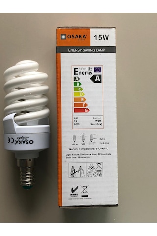 3 Adet Osaka 15w 75w 825 Lümen E 14 Tasarrulu Lamba 2700k Sarı