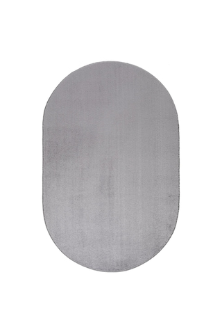 Vl Oval Comfort Overloklu Peluş Yolluk Açık Gri Oval Gri Saçaksız