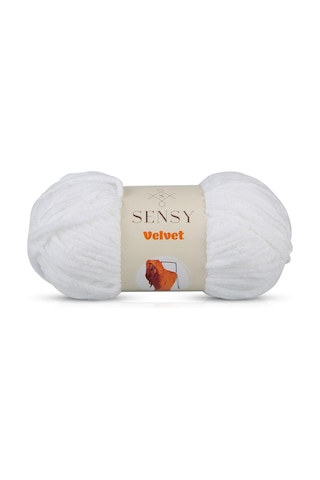 Sensy Premium Velvet Kadife Ip El Örgü Ipi Battaniye Ipi Kazak Ipi Bebek Battaniyesi Ipi Beyaz