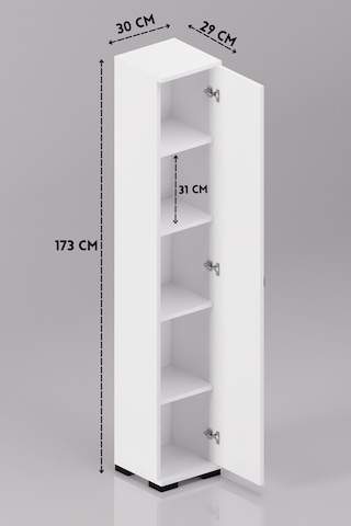 Mutfak Dolabı Çok Amaçlı Dar Kiler Dolap Raflı Kapaklı Organizer 5 Katlı Beyaz