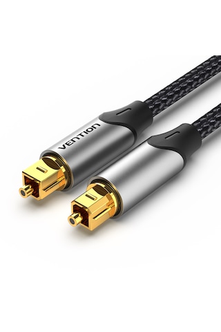Vention Dijital Optik Fiber Ses Kablosu Toslink Spdıf Örgülü Alüminyum Alaşım - Gri 2m