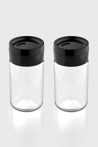 Renga Dorian 105 Ml Siyah Kapaklı 2'li Cam Tuzluk Biberlik Seti 121006 Siyah