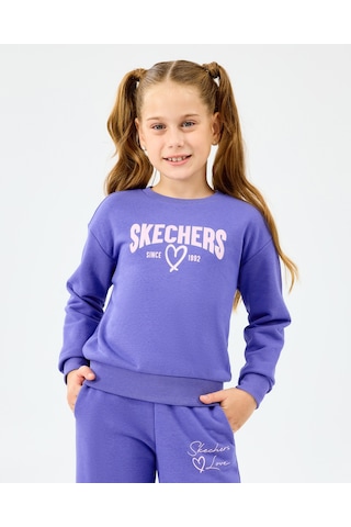 Skechers G Lw Fleece Crewneck Sweatshirt Büyük Kız Çocuk Mor Sweatshirt Sk2520080-3996 Mor