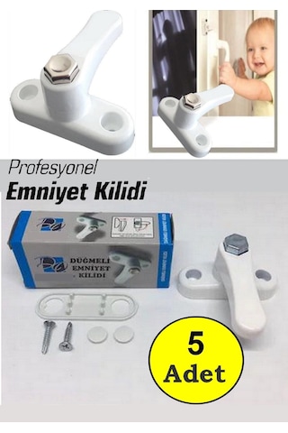 5 Adet Çelik Pvc Kapı Pencere Emniyet Kilidi Pimapen Düğmeli Kili