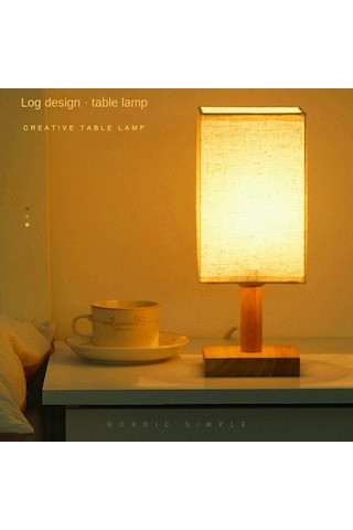 Cbtx Ta-066 Ahşap+kumaş Kademesiz Karartma Gece Lambası Usb Led Masa Lambası Ev Dekorasyonu - Ears Of Wheat