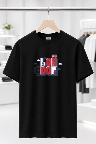 Bayloranzzo London %100 Pamuk Heavy Cotton Premium Kalite Unisex Tişört Siyah
