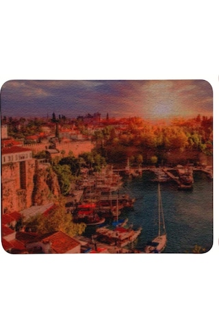 Antalya Yat Limanı Desenli Kaymaz Taban Optik Bilgisayar Notebook Mouse Pad Maus Ped 17,5x21,5cm