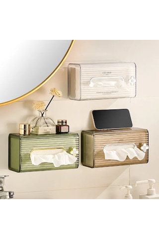 Gri Yumruksuz Yaratıcı Doku Kutusu Duvara Monte Kağıt Havlu Peçete Saklama Kutusu Ev Mutfak Banyo Kağıt Organizatör