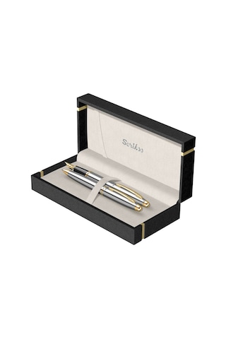 Scrikss Isminize Özel 88 Gold Krom Tükenmez+Dolma Kalem Set