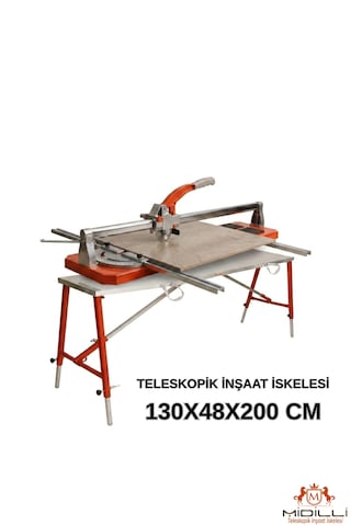 Alüminyum Gövdeli Çelik Ayaklı Teleskopik Katlanır İnşaat İskelesi - 400 Kg Taşıma Kapasitesi 130x48x200cm