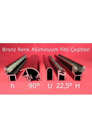 8 Mm Alüminyum Cam Balkon Fitil Bronz Renk H, H, 90°, U