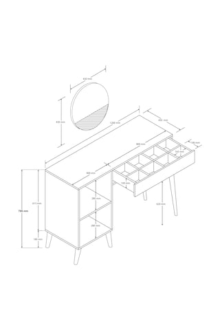 2242 Love Ahşap Ayaklı Mdf Çerçeveli Makyaj Masası Beyaz-yunus