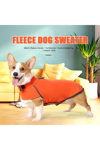 Geeksen Köpekler İçin Kışlık Isı Sağlayan Yünlü İç Katlı Turtleneck Triko - Turuncu, Beden S