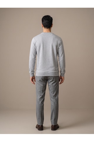 Maccali Erkek Gri Melanj İki İplik Bisiklet Yaka Sweatshirt