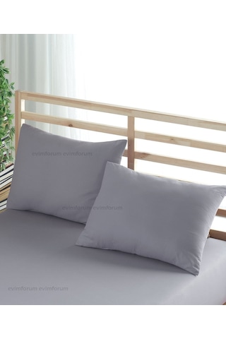 Formeya Ranforce %100 Pamuk Yastık Kılıfı 2 Adet 50X70 Kapaklı Gri