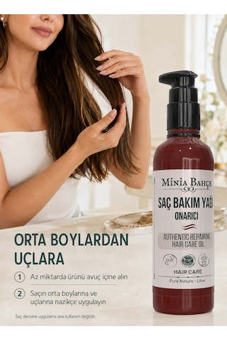 Minia Bahçe Kuru ve Mat Saçlar için Yoğun Onarıcı Saç Bakım Yağı 100 ML