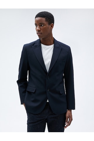 Koton Blazer Ceket Düğme Detaylı Dar Kesim Lacivert 3sam50024hw 3SAM50024HW704 Lacivert