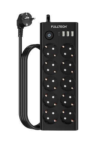 Anahtarlı Akım Korumalı Uzatma Prizi Ftr-14 Çoklu Priz 10 Lu + 3 Usb + 1 Type-c 3680w 16a 2 Metre Kablo 0.2 M