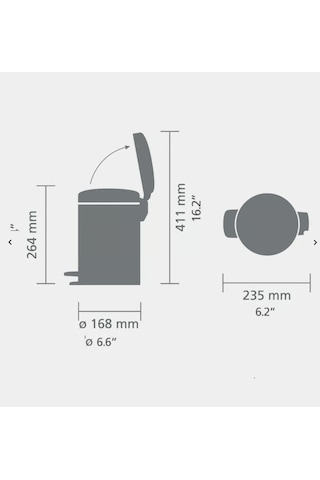 Brb-bra 252181-8710755252181-001-01-newıcon Soft Grey Pedallı Çöp Kutusu 3l