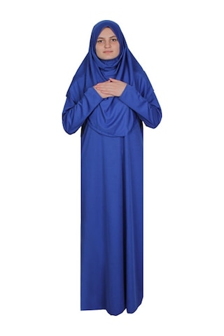 Zehranaz Namaz Elbisesi Saks Mavisi Fermuarsız Namaz Elbisesi (545585341) Saks