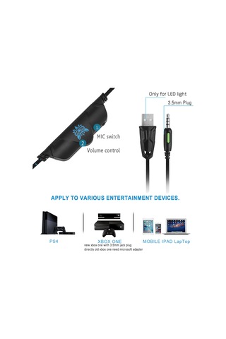 Onikuma K5 3.5 MM Derin Bass Mikrofonlu USB Kulak Üstü Oyuncu Kulaklığı