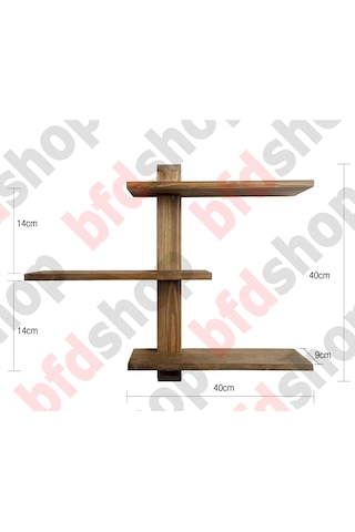 Bfdshop Dekoratif Modüler 3lü Masif Duvar Rafı Ceviz