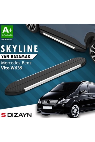 S-dizayn Mercedes Vito W639 Kısa Şase Skyline Aluminyum Yan Basamak 233 Cm 2004-2014 A+ Kalite