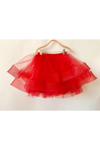 Gala Katkatlı Kız Çocuk Tütülü Etek Kırmızı