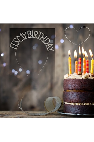 Doğum Günü It's My Birthday Metal Kristal Taşlı Taç Çok Renkli