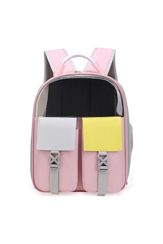 Evcil Hayvanlar Renkli Çift Omuz Çantası Kediler Ve Köpekler Kapsül Sırt Çantaları Taşıma Gezisi Model 6 Pembe