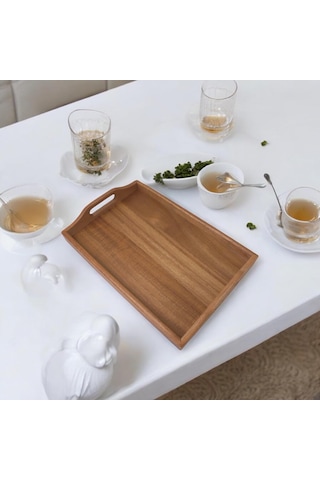 Deconox Akasya Ağacından Dikdörtgen Sunum Tepsi, Çay, Kahve Ve Servis Tepsisi 33x22x5cm Sku: Smg8690010543752 Açık Mavi