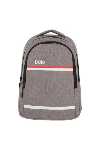 Temel My Polo Sırt Çantası Kırmızı Beyaz Çizgili Gri 8860 Gri