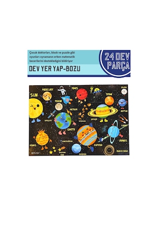 Doerkids Dev Gezegenler Puzzle Jumbo Yer Puzzle Eğitici Solar Sistem 24 Parça Gezegenler Eğitici Puzzle
