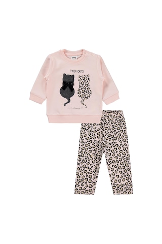 Civil Baby Leopar Kedi Baskılı 6-18 Ay Takım - Pembe