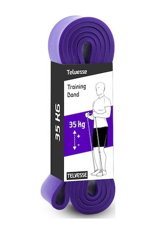 35 Kg Direnç Bandı Kas Geliştirme Lastiği Fitness Pilates Cross Training Bant Mor - Extra Sert Mor