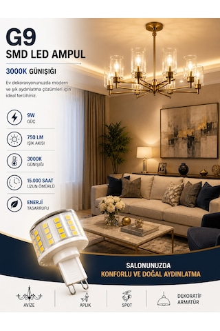 10 Adet 9w 750 Lm 3000k Günışığı G9 Smd Led Ampul