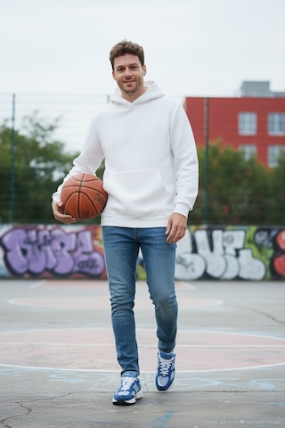 Buratti Regular Fit Kapüşonlu Kanguru Cepli Içi Tüylü Yumuşak Şardonlu Erkek Sweat 5905281 Ekru