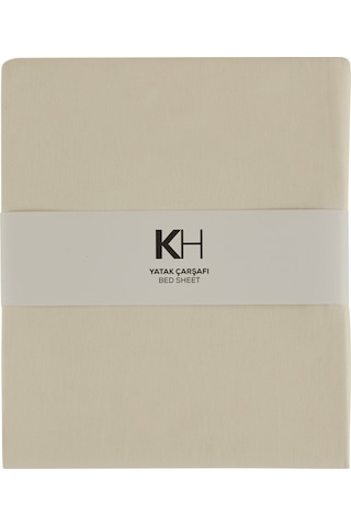 Karaca Home Basic %100 Pamuk King Kişilik Düz Çarşaf Ekru