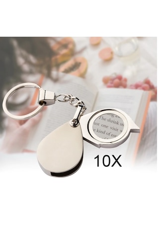 Jokey Kırtasiye Taşınır, Mini Katlanır Çelik Anaktarlıklı Cep Büyüteci 10x30mm Cam Lens