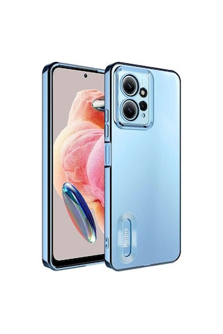 Xiaomi Redmi Note 12 4g Kılıf Kamera Korumalı Logo Gösteren Zore Omega Kapak Sierra Mavi
