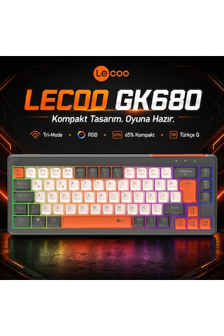 Lecoo GK680 Üç Modlu RGB Aydınlatmalı 68 Tuş Türkçe Q Membran Gaming Klavye