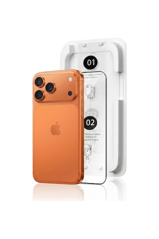 Fulltech Magicbox iPhone Uyumlu 17 Pro Max Premium Tempered Glass Aparatlı Ekran Koruyucu - Clear