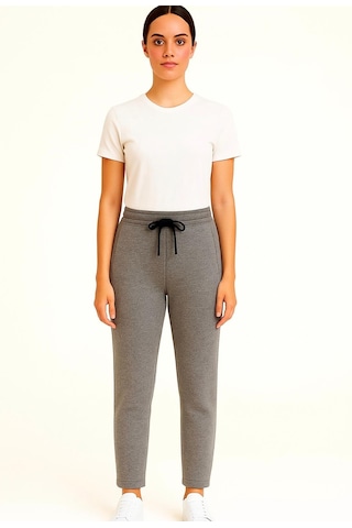 Axxel Kadın Gri Melanj Büyük Beden 3 İplik Şardonlu Eşofman Altı-p2021 Gri