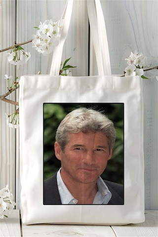 Art Hediye Richard Gere Baskılı Bez Çanta Omuz Çantası Kişiye Özel Desen 1 Çok Renkli