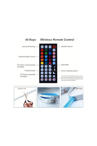 App Kontrollü Ve 44key Uzaktan Kumandalı 5050rgb Parti Atmosferi Işıkları -15m