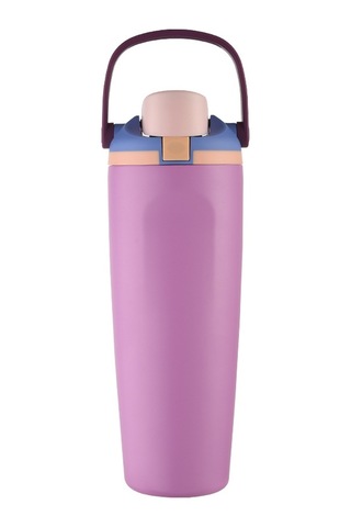 Taşınabilir Zıplama Termos Bardağı, Kilitli Tokalı, Çift İçme Spor Su Bardağı Koyu Mor
