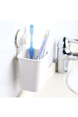 Sones Vakumlu Duvar Diş Macunu Diş Fırçası Tutucu Banyo Rafı Beyaz Diğer