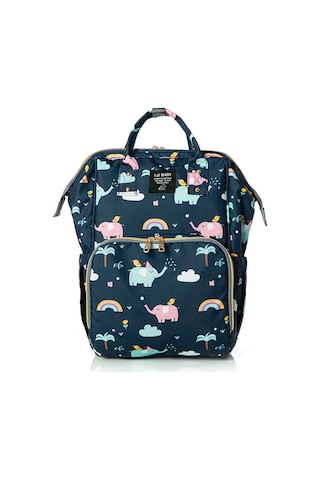 Lal Baby Fil Desenli Anne Bebek Bakım Sırt Çantası Lacivert